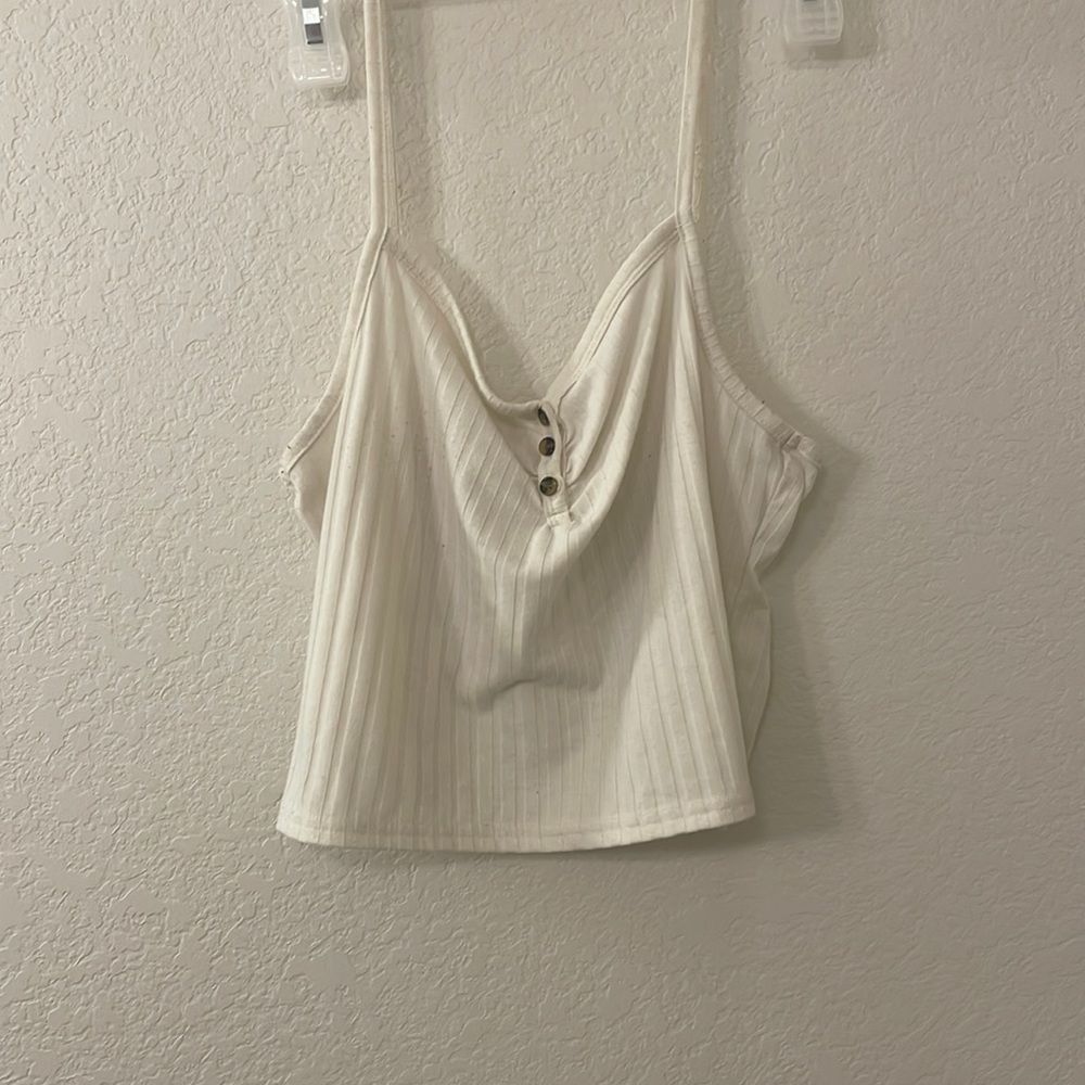 Cream Tank Top with buttons; Size Small